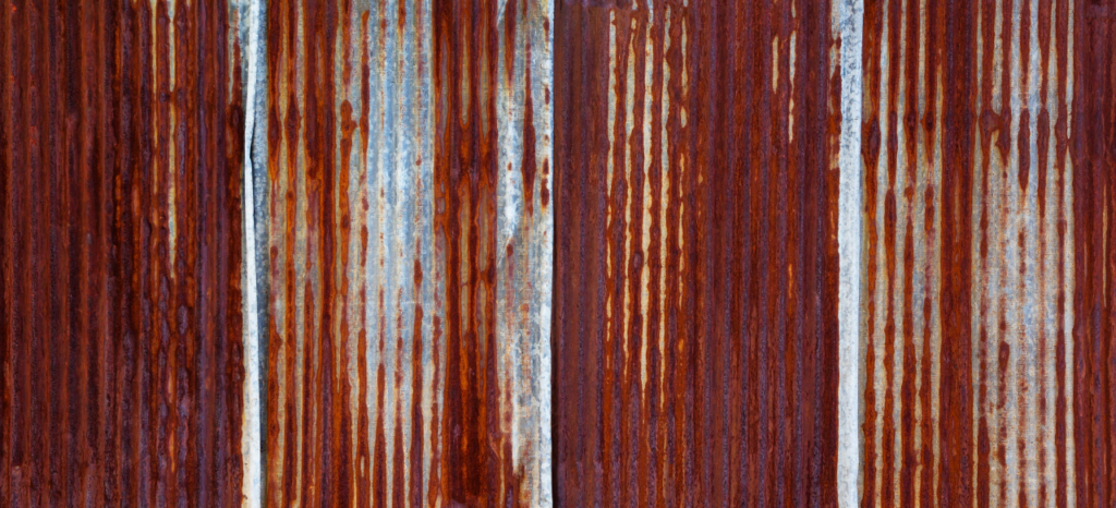 rusting galvanised metal fence penrith