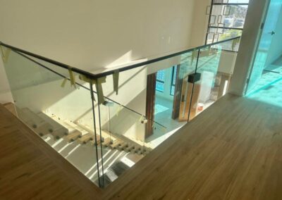 interior glass balustrade near staircases